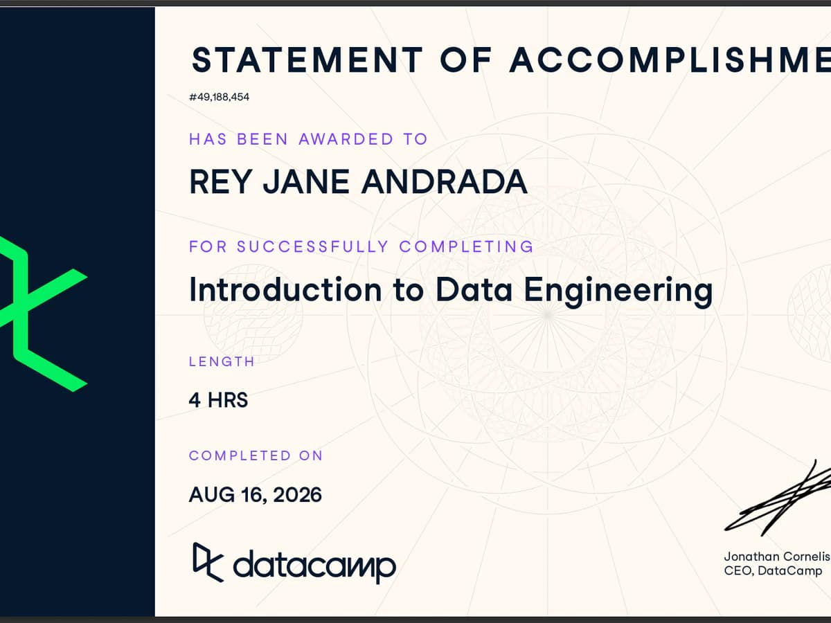 DataCamp Intro to Data Engineering