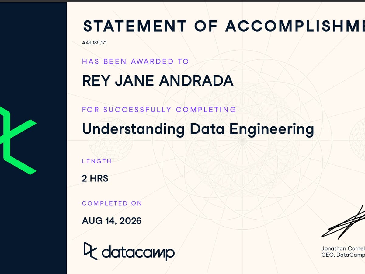 DataCamp Understanding Data Engineering